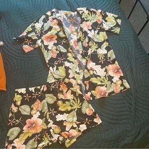 Floral Kimono and Shorts Set